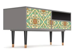 Móvel De Tv* Mueble de TV - 115х59х48 cm - T3 - Hindu Daisy, Cinza Cinzento