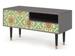 Móvel De Tv* Mueble de TV - 115х59х48 cm - T3 - Hindu Daisy, Cinza Cinzento