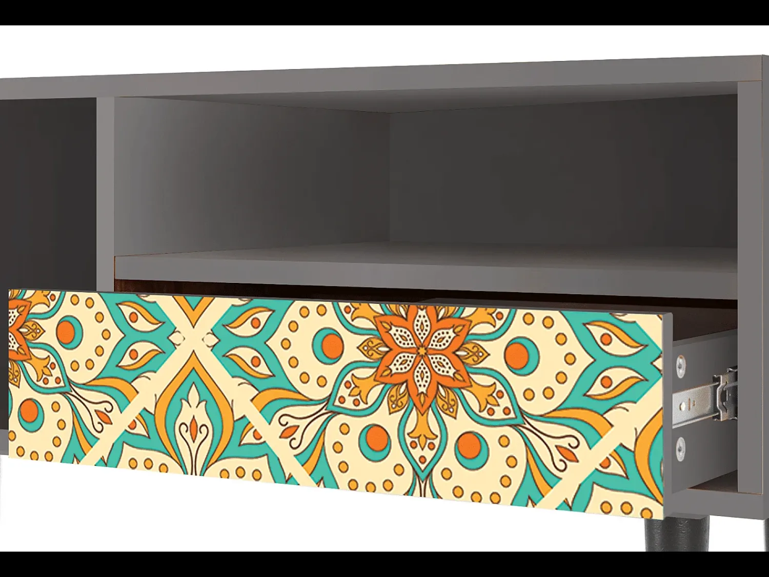 Móvel De Tv* Mueble de TV - 115х59х48 cm - T3 - Hindu Daisy, Cinza Cinzento