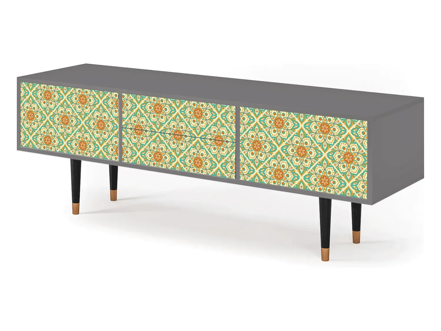 Móvel De Tv* Mueble de TV - 170х59х48 cm - T4 - Hindu Daisy, Cinza Cinzento