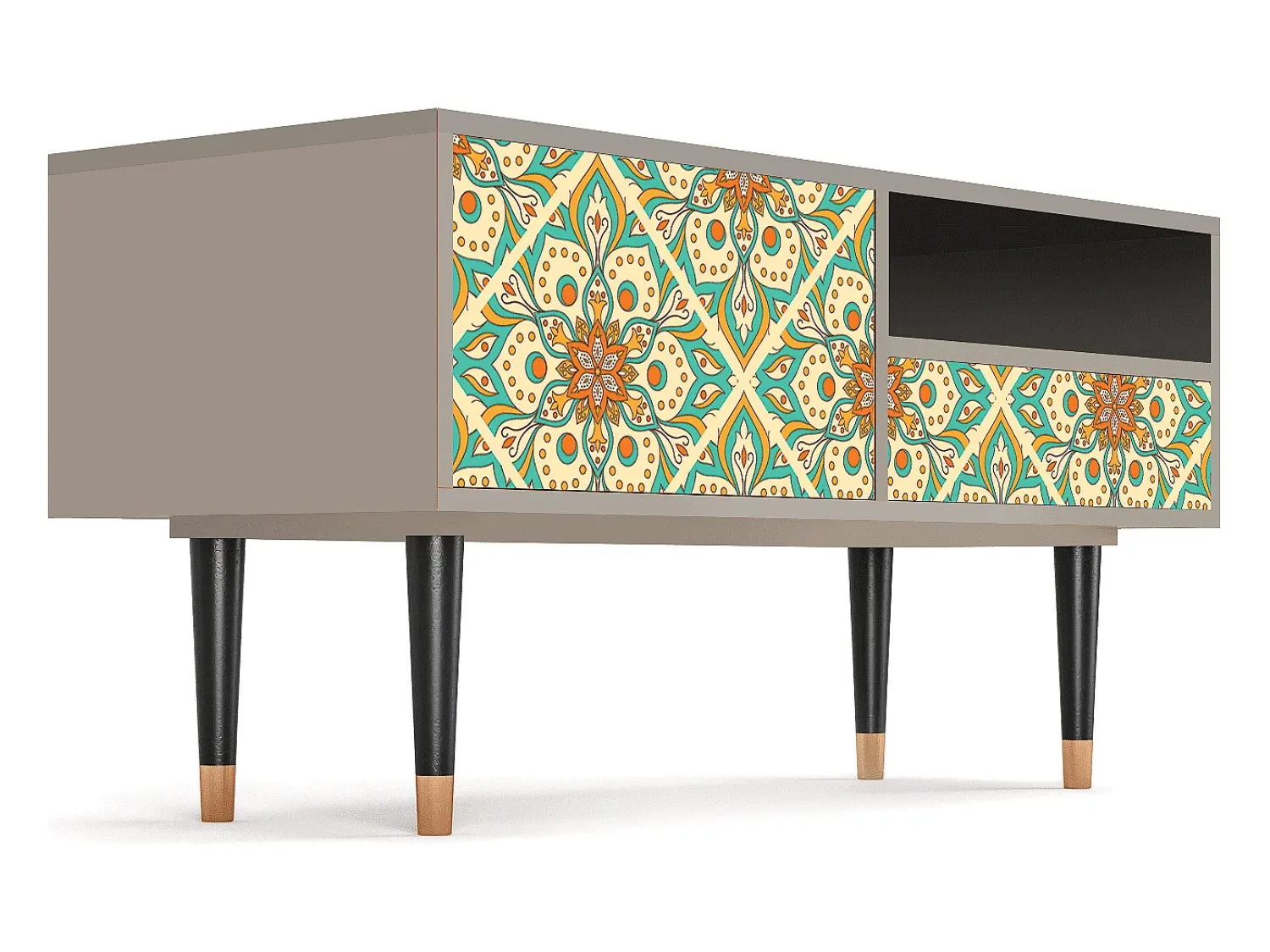 Móvel De Tv* Mueble de TV - 115х59х48 cm - T3 - Hindu Daisy, Areia Bege