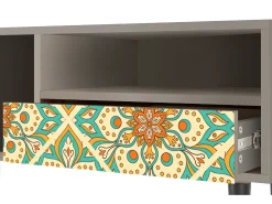 Móvel De Tv* Mueble de TV - 115х59х48 cm - T3 - Hindu Daisy, Areia Bege