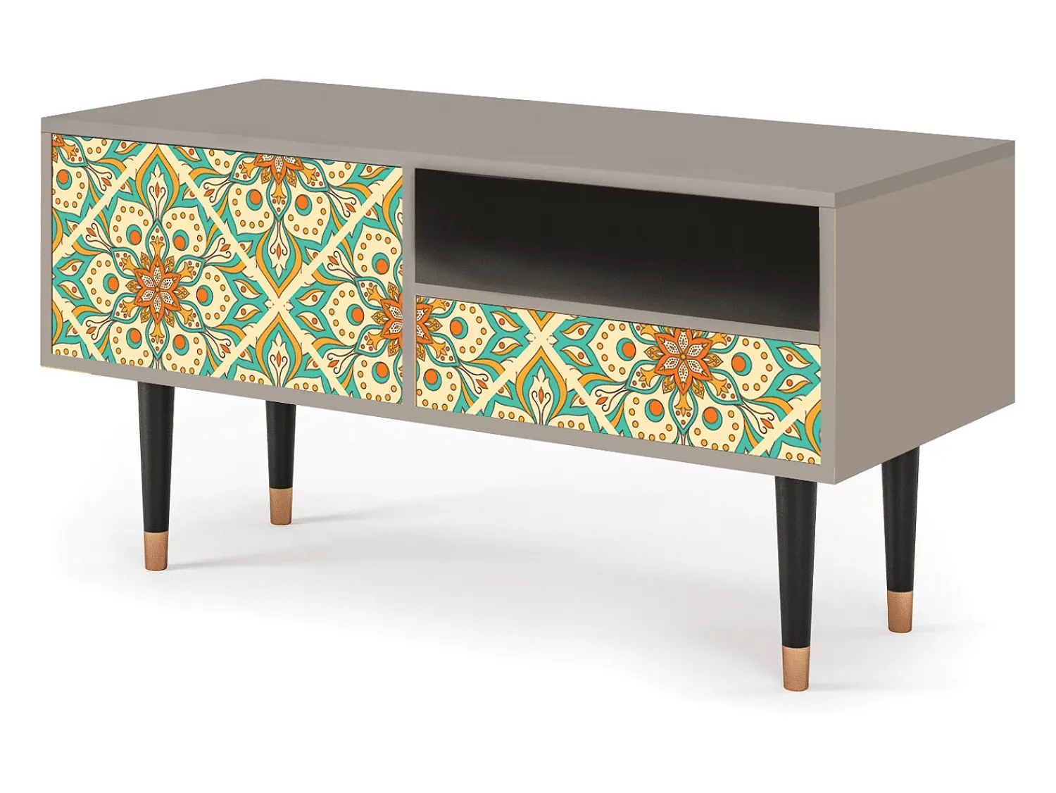 Móvel De Tv* Mueble de TV - 115х59х48 cm - T3 - Hindu Daisy, Areia Bege