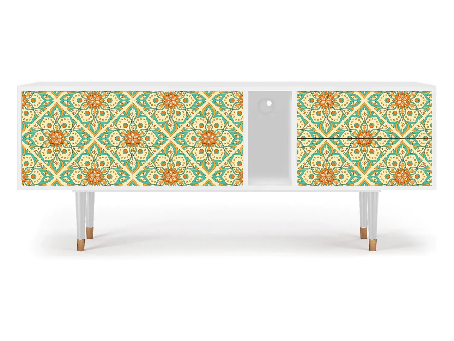 Outlet Mueble de TV - 170х69х48 cm - T1 - Hindu Daisy, Branco Bege