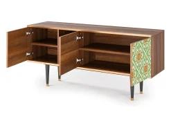 Móvel De Tv| Mueble de TV - 150х69х41 cm - T5 - Hindu Daisy, Nogueira Castanho