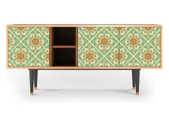 Móvel De Tv| Mueble de TV - 150х69х41 cm - T5 - Hindu Daisy, Nogueira Castanho