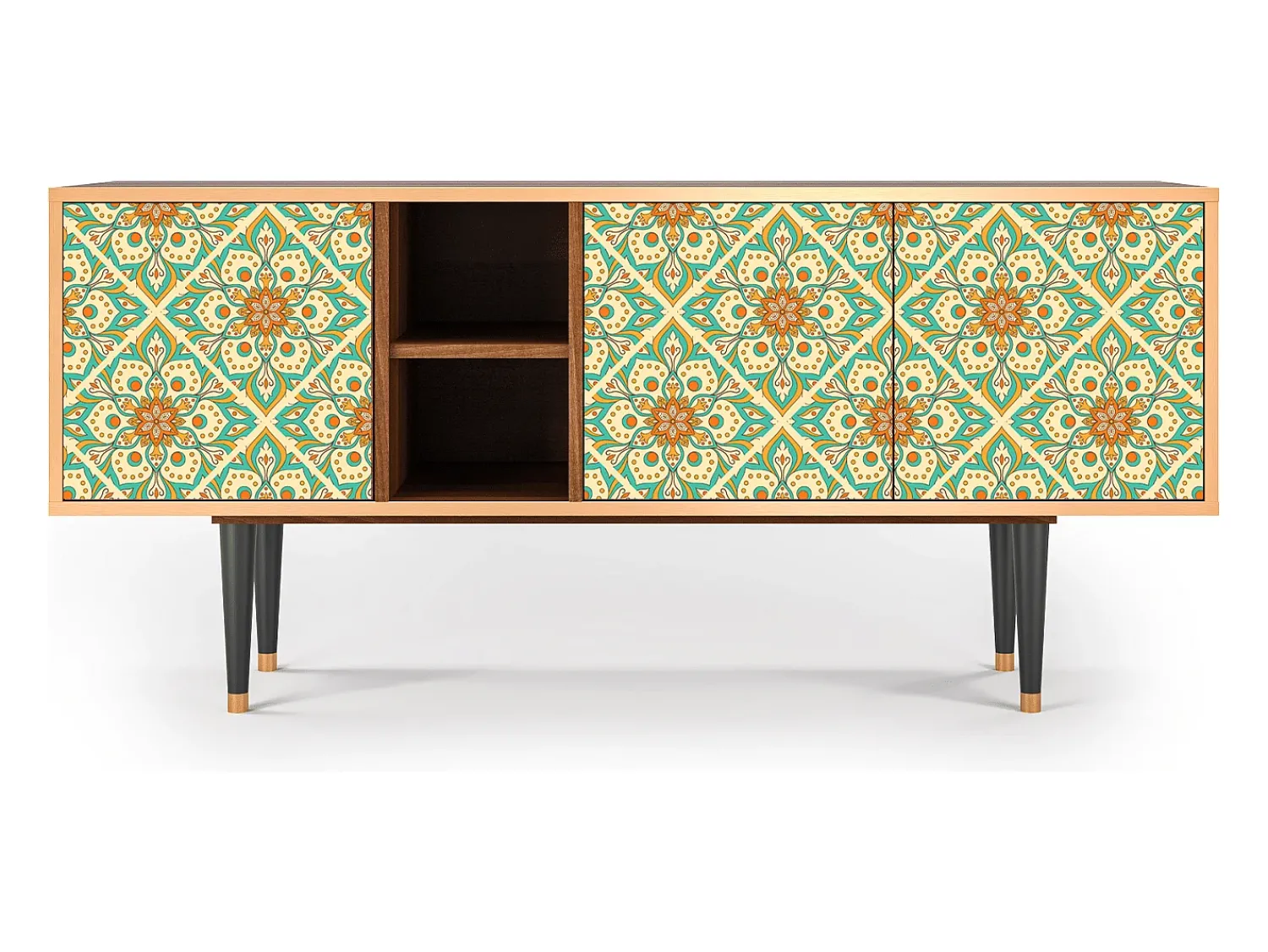 Móvel De Tv| Mueble de TV - 150х69х41 cm - T5 - Hindu Daisy, Nogueira Castanho