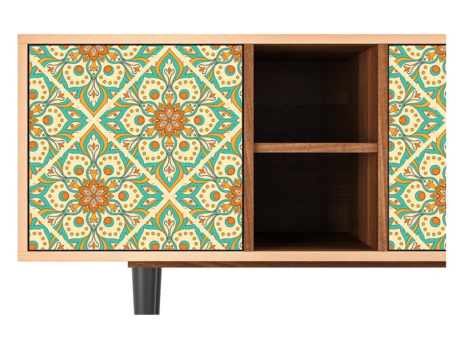Móvel De Tv| Mueble de TV - 150х69х41 cm - T5 - Hindu Daisy, Nogueira Castanho