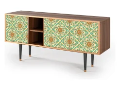 Móvel De Tv| Mueble de TV - 150х69х41 cm - T5 - Hindu Daisy, Nogueira Castanho