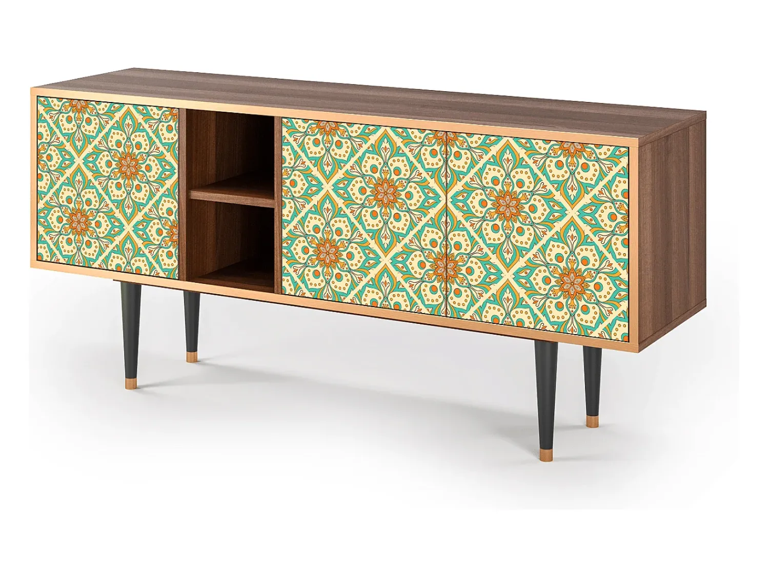 Móvel De Tv| Mueble de TV - 150х69х41 cm - T5 - Hindu Daisy, Nogueira Castanho