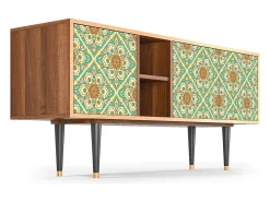 Móvel De Tv| Mueble de TV - 150х69х41 cm - T5 - Hindu Daisy, Nogueira Castanho