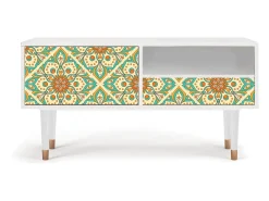 Mueble de TV - 115х59х48 cm - T3 - Hindu Daisy, Branco^ Móvel De Tv