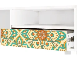 Mueble de TV - 115х59х48 cm - T3 - Hindu Daisy, Branco^ Móvel De Tv