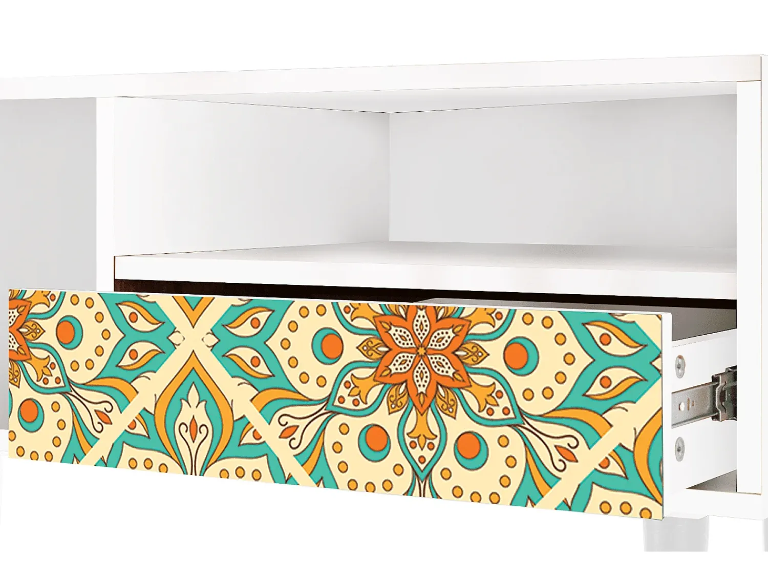 Mueble de TV - 115х59х48 cm - T3 - Hindu Daisy, Branco^ Móvel De Tv