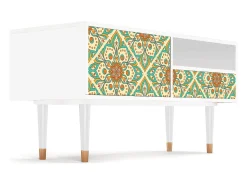 Mueble de TV - 115х59х48 cm - T3 - Hindu Daisy, Branco^ Móvel De Tv