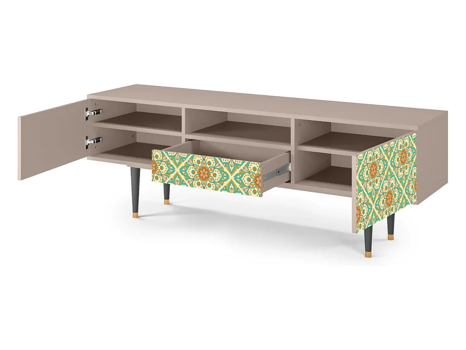 Móvel De Tv| Mueble de TV - 170х59х41 cm - T6 - Hindu Daisy, Latte Bege