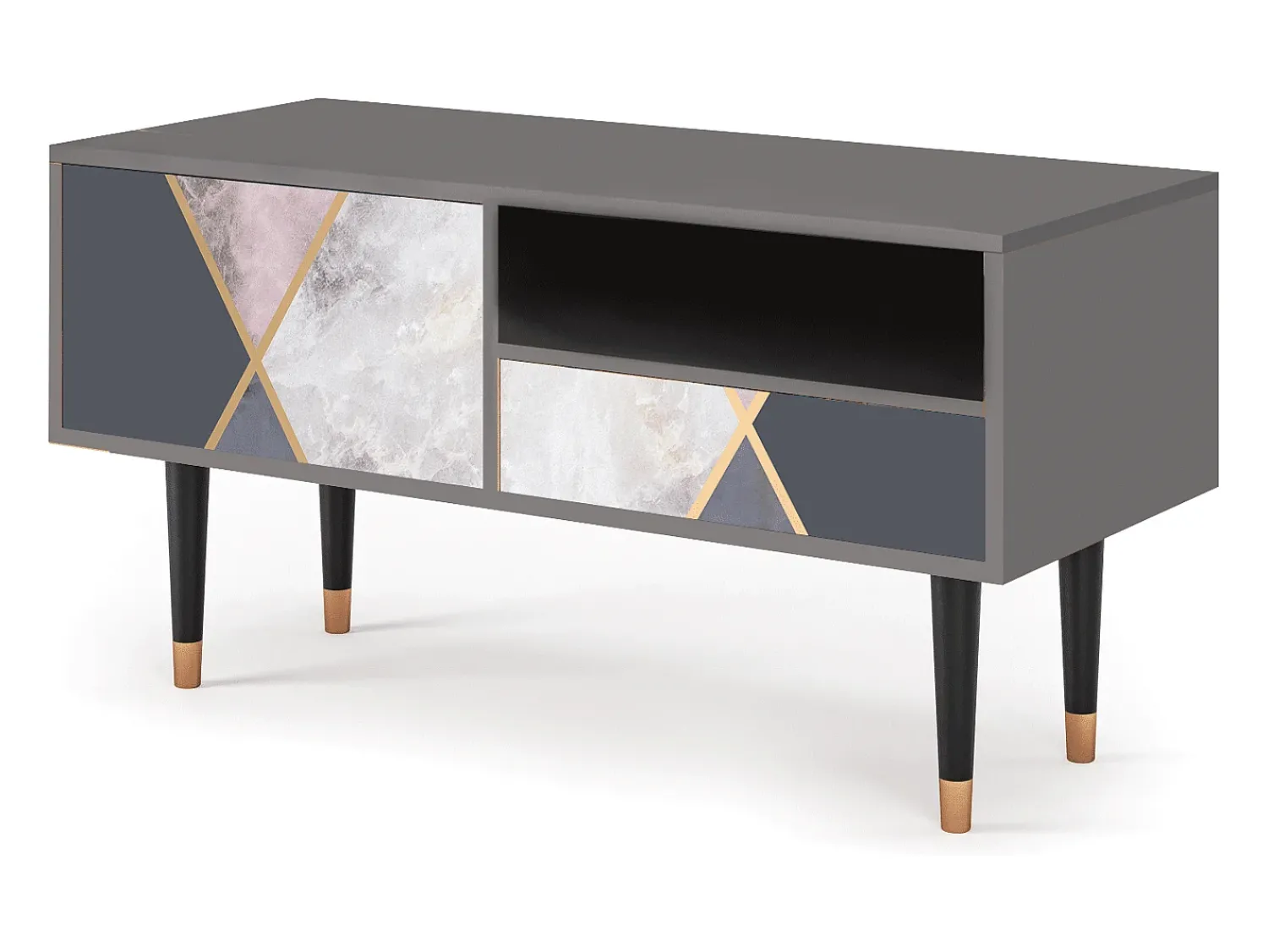 Mueble de TV - 115х59х48 cm - T3 - Ideal Harmony, Cinza Cinzento
