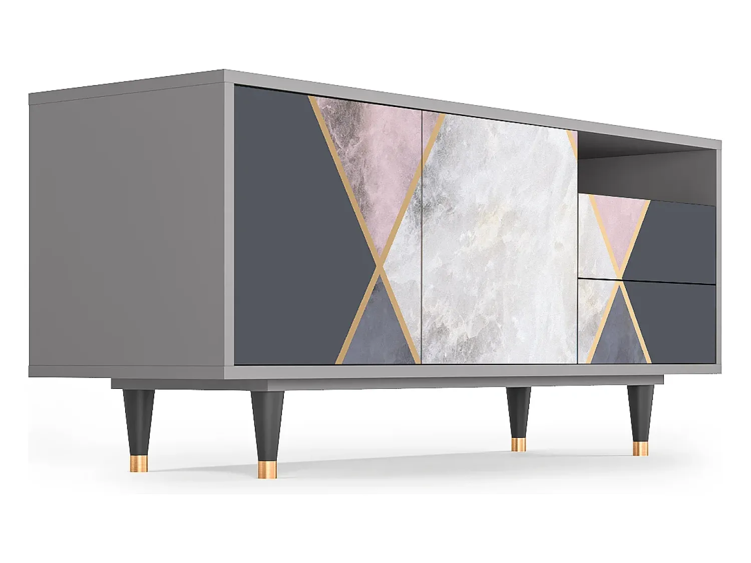Móvel De Tv* Mueble de TV - 125х56х41 cm - T7 - Ideal Harmony, Cinza Cinzento