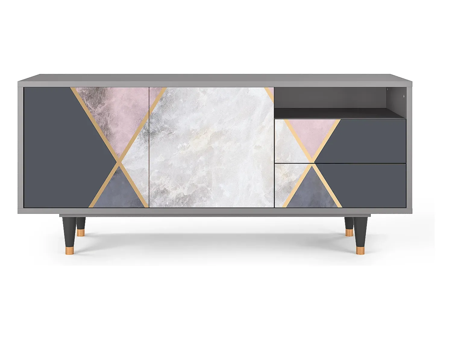 Móvel De Tv* Mueble de TV - 125х56х41 cm - T7 - Ideal Harmony, Cinza Cinzento