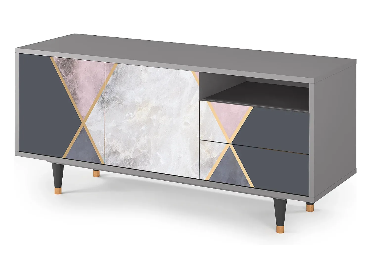 Móvel De Tv* Mueble de TV - 125х56х41 cm - T7 - Ideal Harmony, Cinza Cinzento