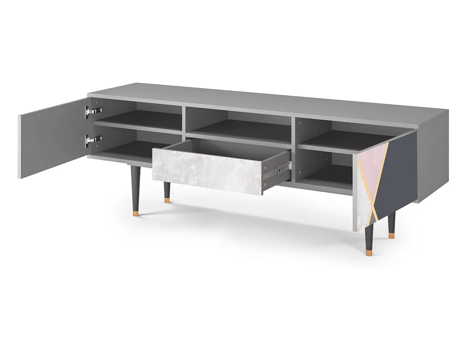 Móvel De Tv* Mueble de TV - 170х59х41 cm - T6 - Ideal Harmony, Cinza Cinzento