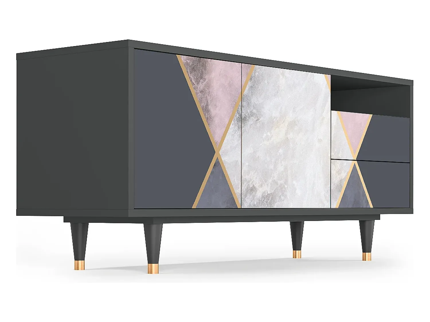 Hot Mueble de TV - 125х56х41 cm - T7 - Ideal Harmony, Antracite Cinza antracite