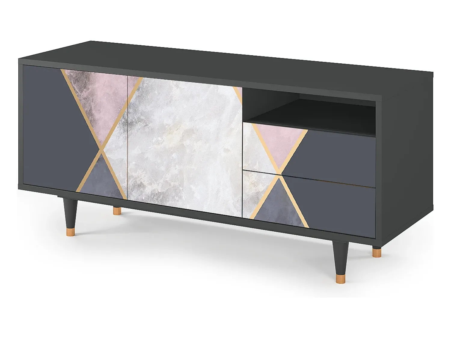 Hot Mueble de TV - 125х56х41 cm - T7 - Ideal Harmony, Antracite Cinza antracite