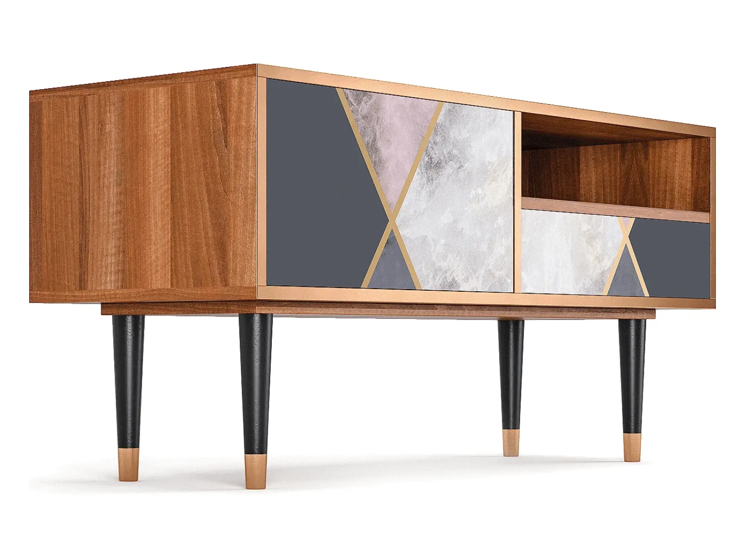 Discount Mueble de TV - 115х59х48 cm - T3 - Ideal Harmony, Nogueira Castanho