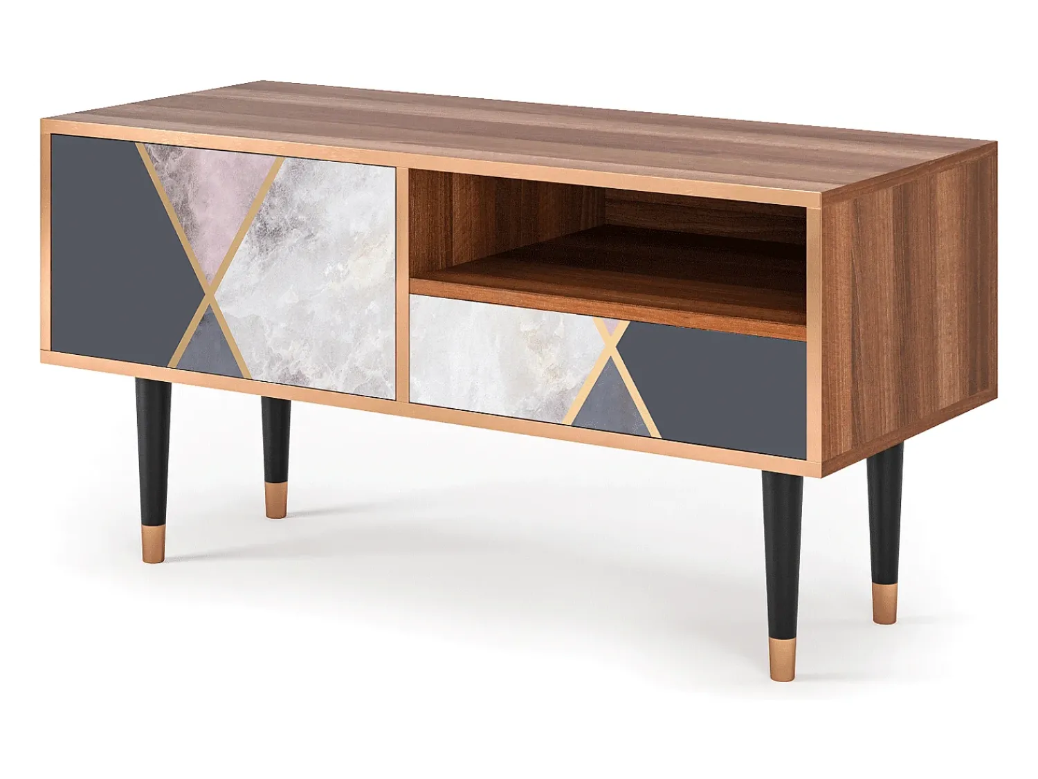 Discount Mueble de TV - 115х59х48 cm - T3 - Ideal Harmony, Nogueira Castanho