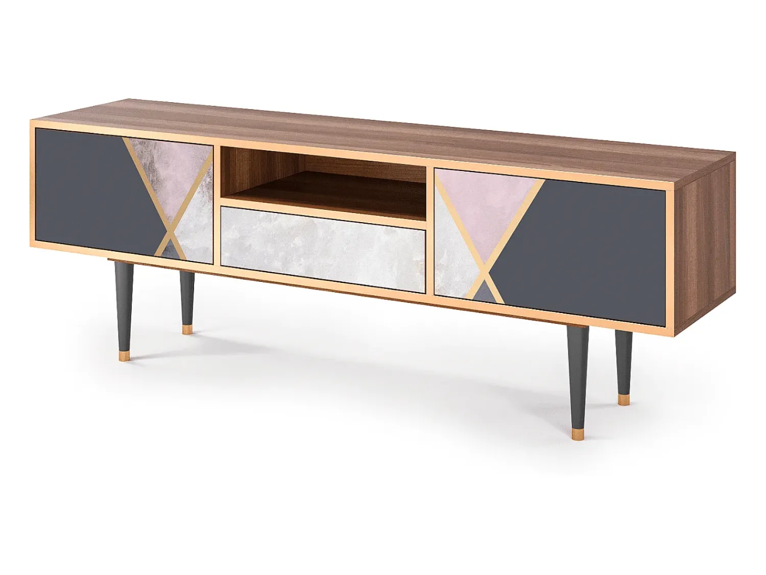 Móvel De Tv* Mueble de TV - 170х59х41 cm - T6 - Ideal Harmony, Nogueira Castanho