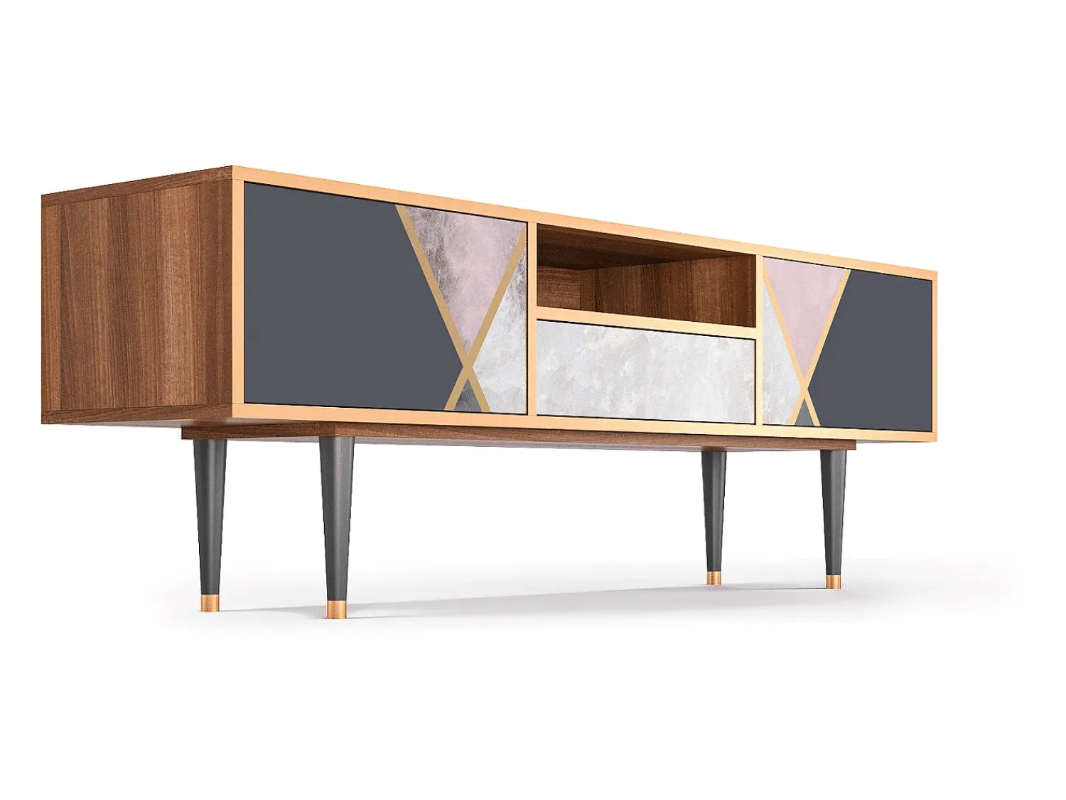 Móvel De Tv* Mueble de TV - 170х59х41 cm - T6 - Ideal Harmony, Nogueira Castanho