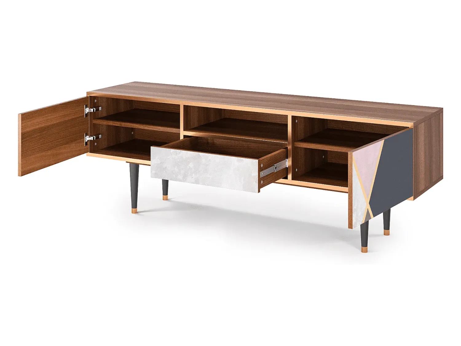 Móvel De Tv* Mueble de TV - 170х59х41 cm - T6 - Ideal Harmony, Nogueira Castanho