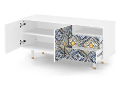 Mueble de TV - 125х56х41 cm - T7 - Illusory Pattern, Branco^ Móvel De Tv