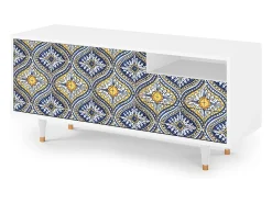 Mueble de TV - 125х56х41 cm - T7 - Illusory Pattern, Branco^ Móvel De Tv
