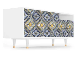 Mueble de TV - 125х56х41 cm - T7 - Illusory Pattern, Branco^ Móvel De Tv