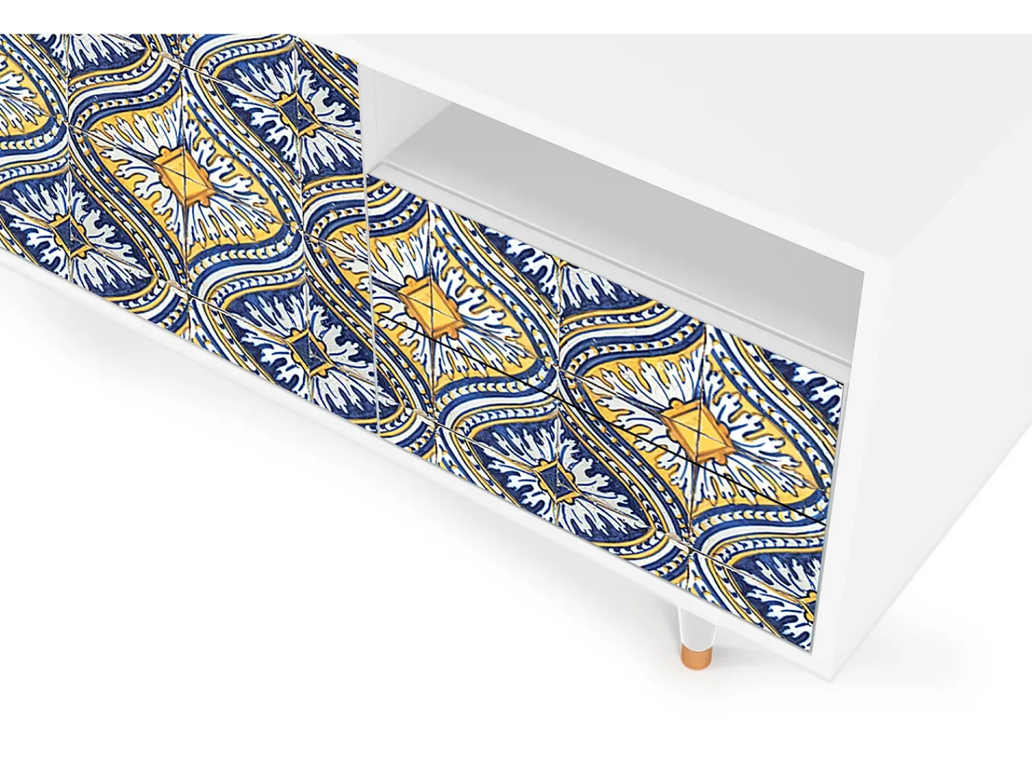 Mueble de TV - 125х56х41 cm - T7 - Illusory Pattern, Branco^ Móvel De Tv