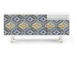 Mueble de TV - 125х56х41 cm - T7 - Illusory Pattern, Branco^ Móvel De Tv