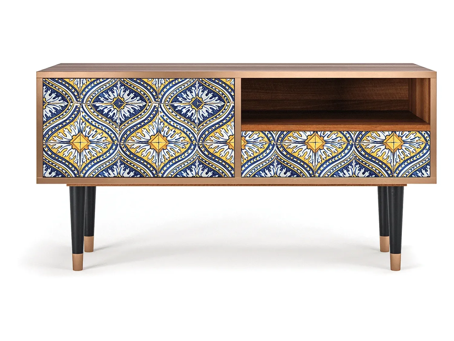 Mueble de TV - 115х59х48 cm - T3 - Illusory Pattern, Nogueira^ Móvel De Tv