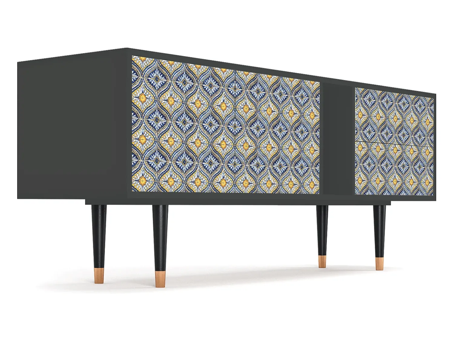 Móvel De Tv| Mueble de TV - 170х69х48 cm - T1 - Illusory Pattern, Antracite Cinza antracite