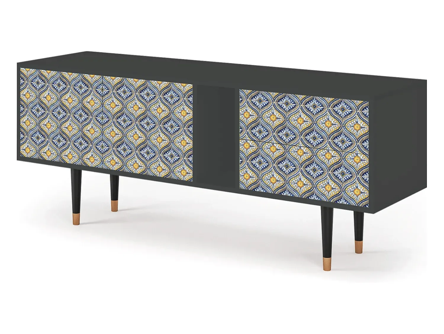 Móvel De Tv| Mueble de TV - 170х69х48 cm - T1 - Illusory Pattern, Antracite Cinza antracite