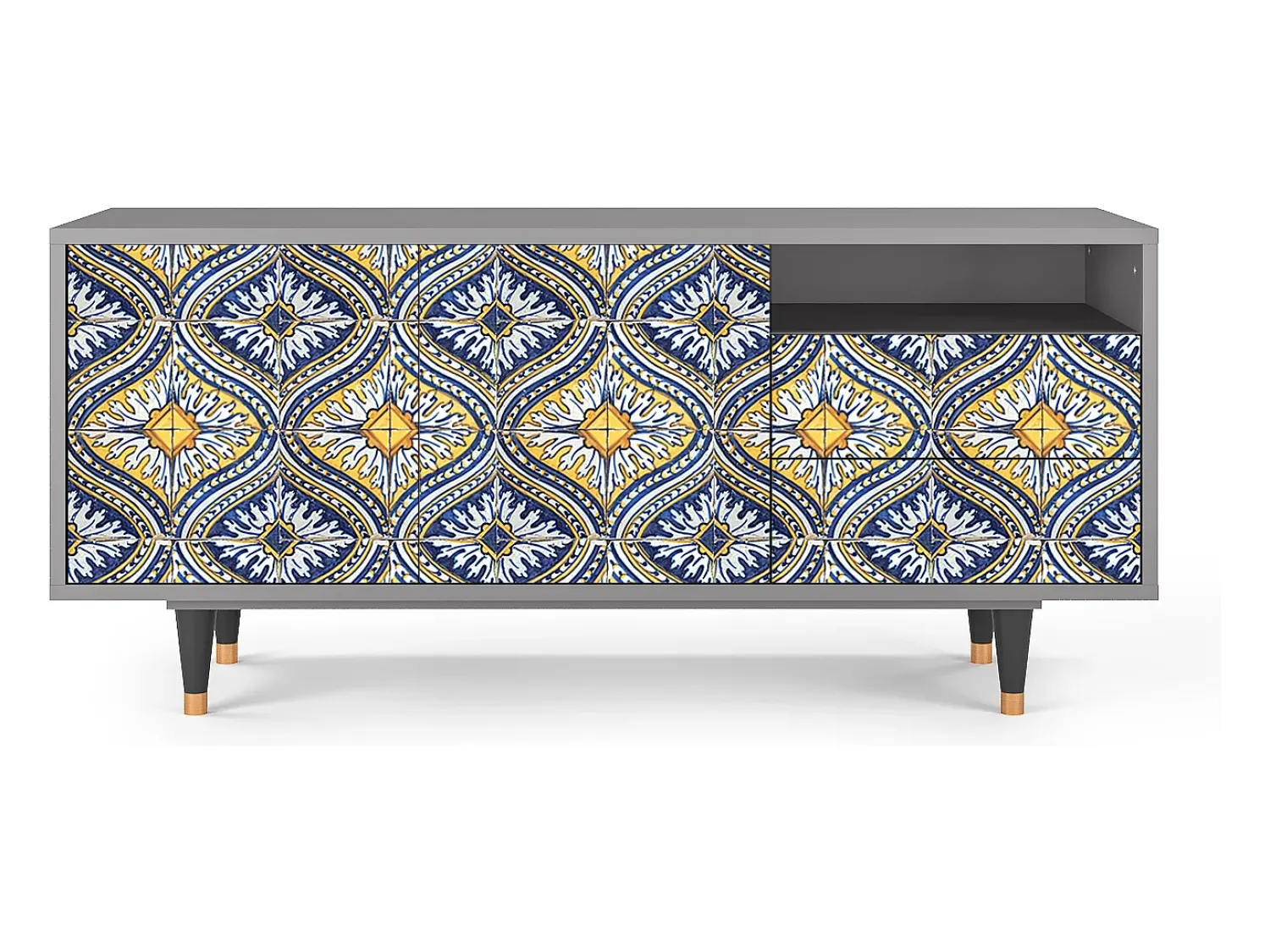 Mueble de TV - 125х56х41 cm - T7 - Illusory Pattern, Cinza^ Móvel De Tv