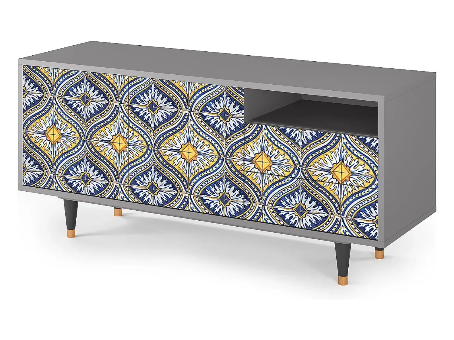 Mueble de TV - 125х56х41 cm - T7 - Illusory Pattern, Cinza^ Móvel De Tv