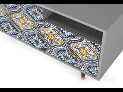 Mueble de TV - 125х56х41 cm - T7 - Illusory Pattern, Cinza^ Móvel De Tv