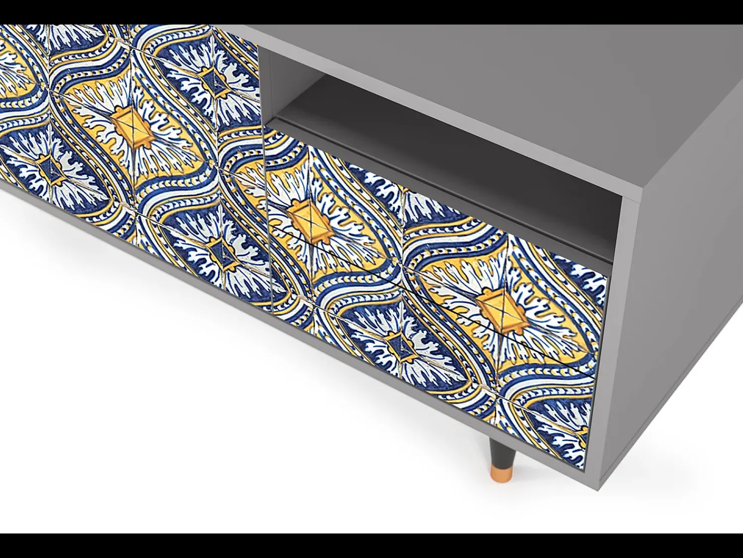 Mueble de TV - 125х56х41 cm - T7 - Illusory Pattern, Cinza^ Móvel De Tv