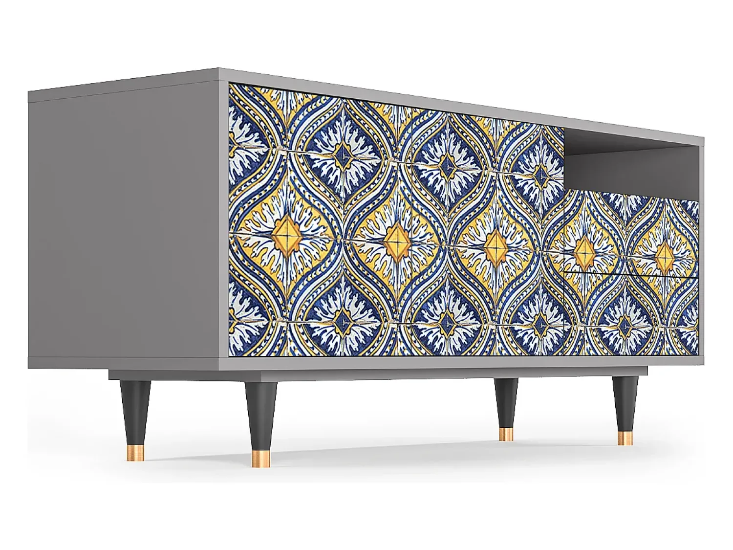 Mueble de TV - 125х56х41 cm - T7 - Illusory Pattern, Cinza^ Móvel De Tv