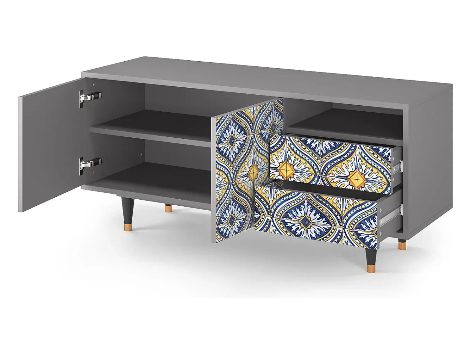 Mueble de TV - 125х56х41 cm - T7 - Illusory Pattern, Cinza^ Móvel De Tv