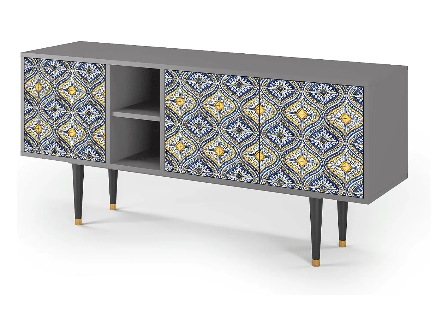 Clearance Mueble de TV - 150х69х41 cm - T5 - Illusory Pattern, Cinza Cinzento