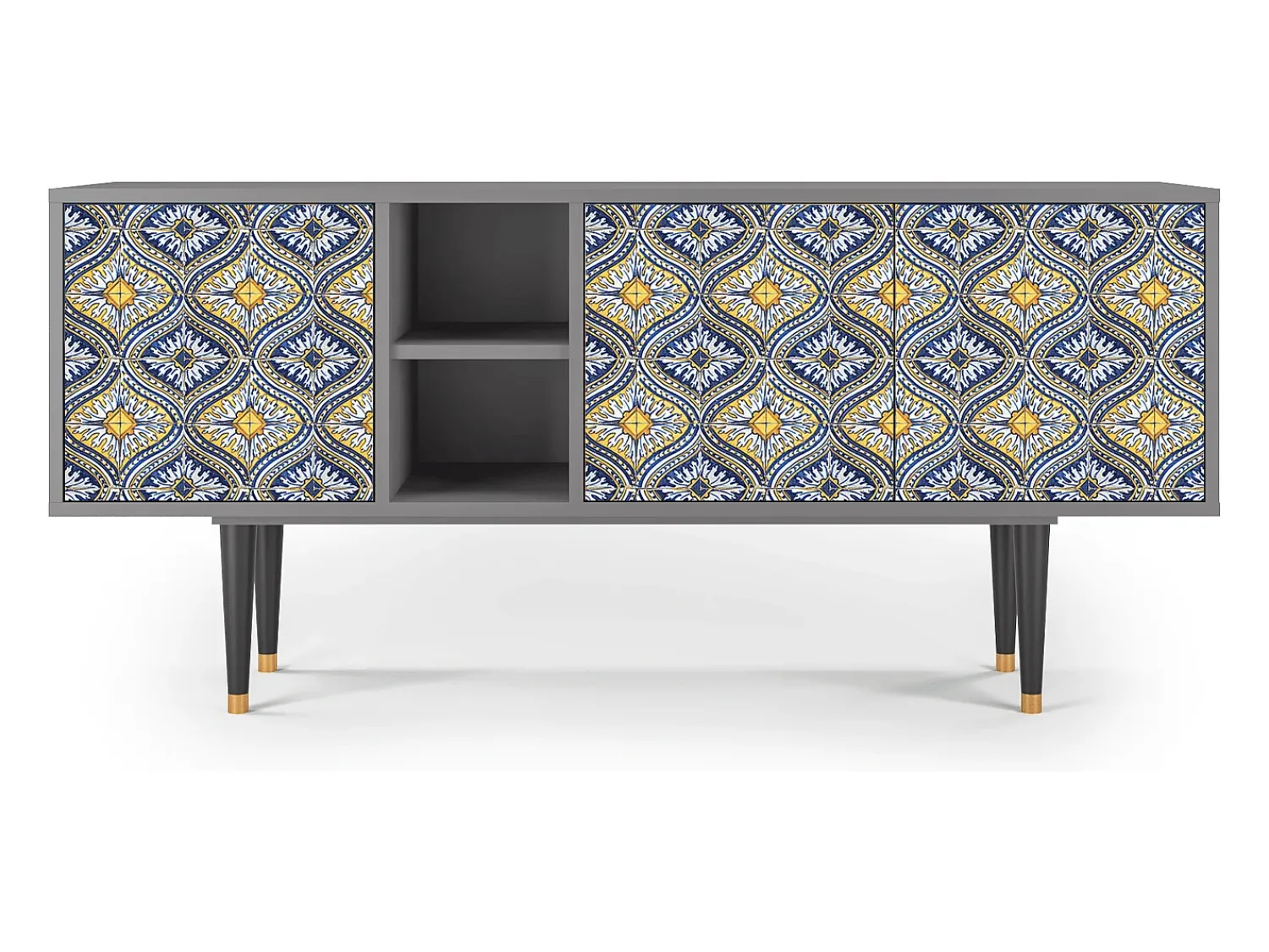 Clearance Mueble de TV - 150х69х41 cm - T5 - Illusory Pattern, Cinza Cinzento