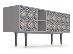 Clearance Mueble de TV - 150х69х41 cm - T5 - Illusory Pattern, Cinza Cinzento
