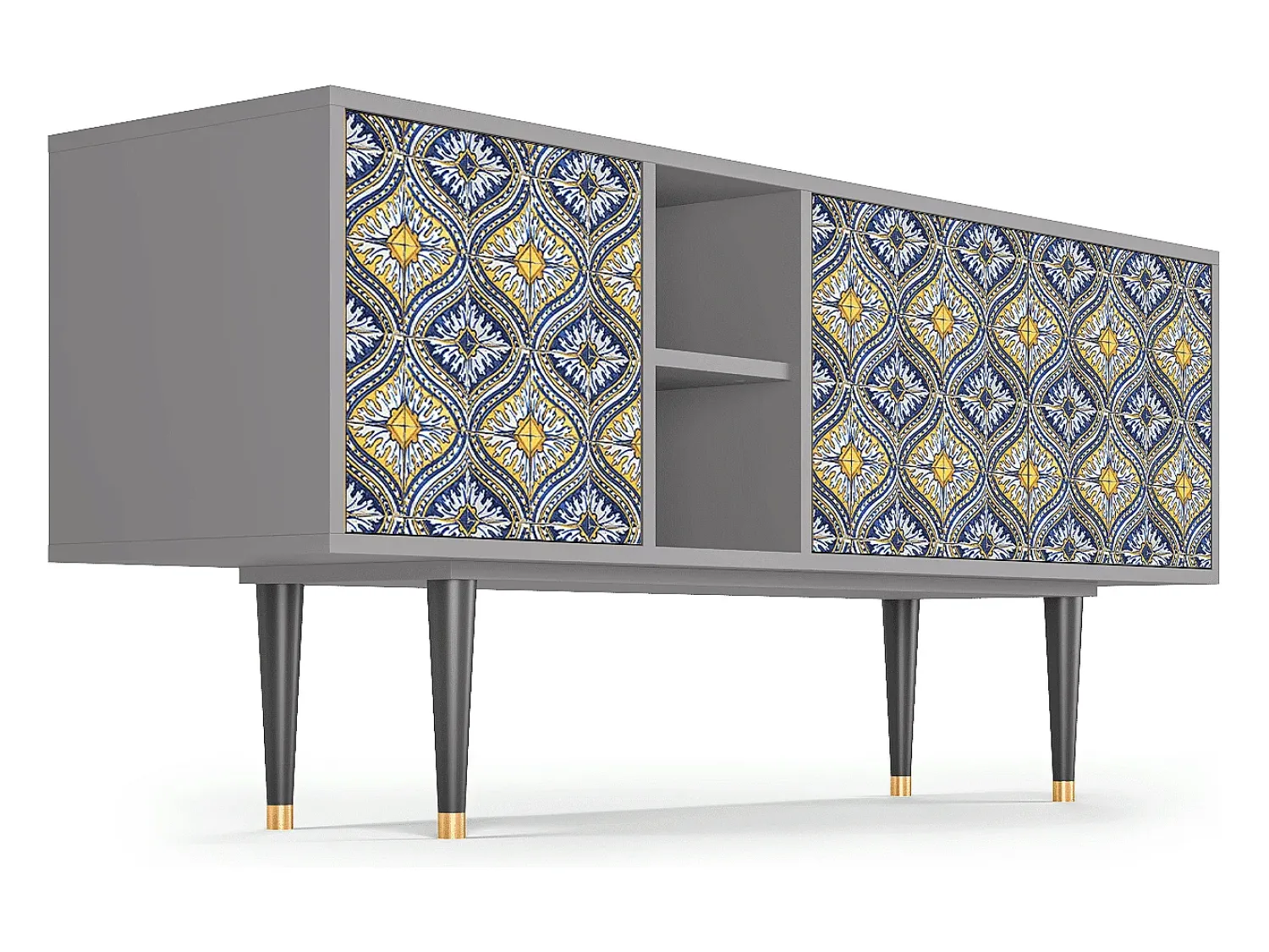 Clearance Mueble de TV - 150х69х41 cm - T5 - Illusory Pattern, Cinza Cinzento